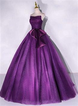 Picture of Purple Scoop Tulle Ball Gown Formal Dress, Purple Sweet 16 Dress